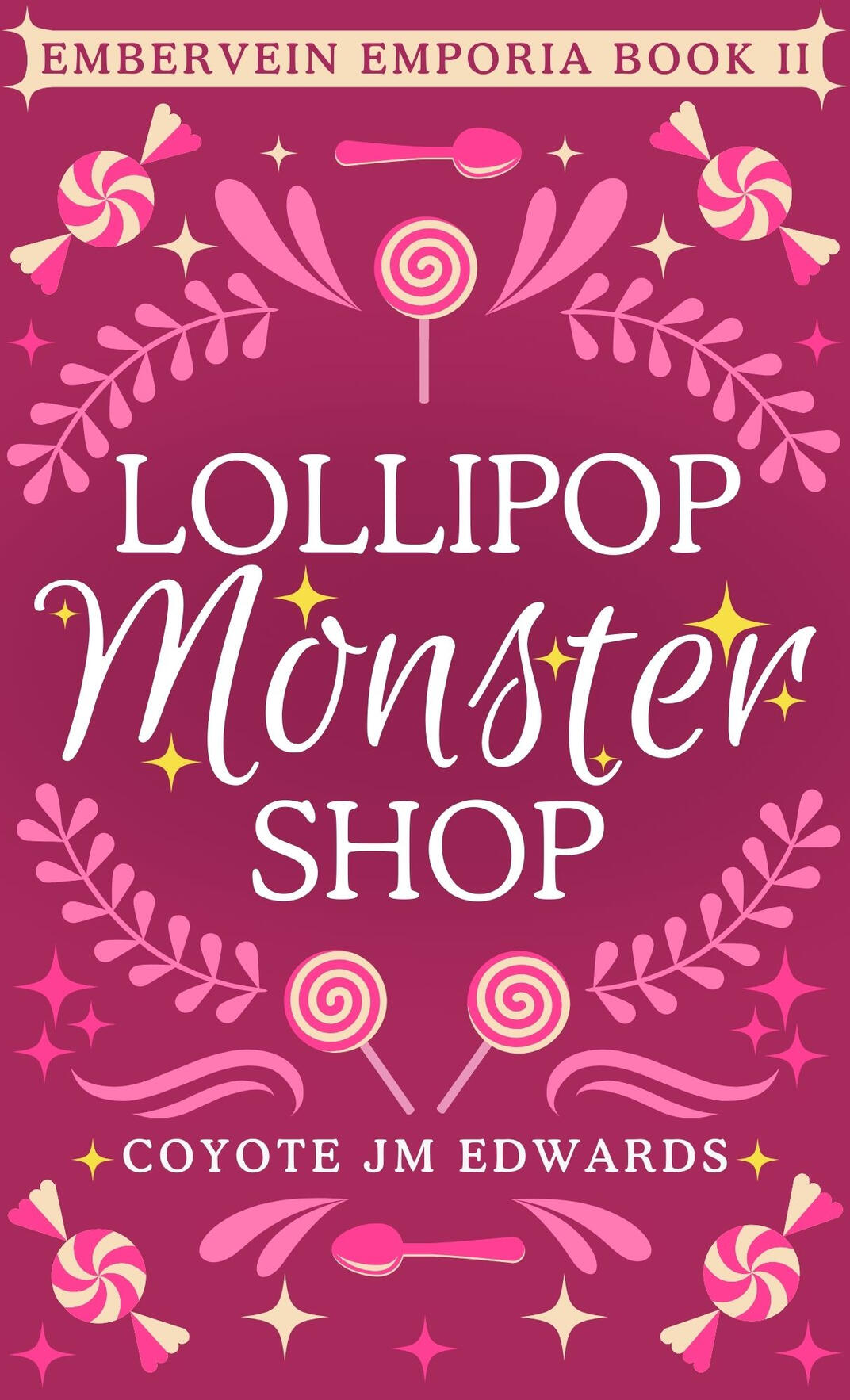 Book cover for Boneless. The silhouette of a figure with a fedora contains a city skyline and a skeleton hand and dog paw reaching for each other in front of a full moon. Top text: "Coyote JM Edwards." Middle text: "Boneless." Bottom text: "Ember Bones 2."